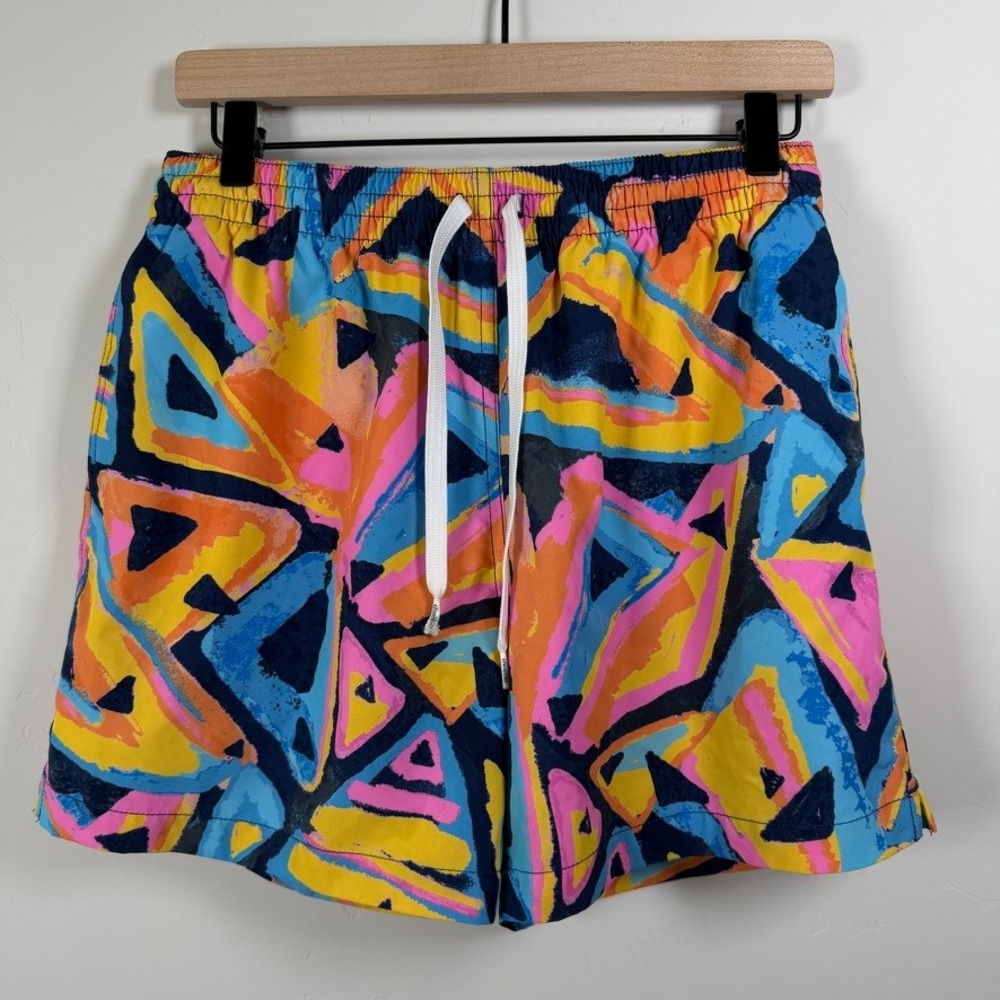 Chubbies Exploding Nachos Swim Trunks Medium Multi Geometric Lined Board Shorts